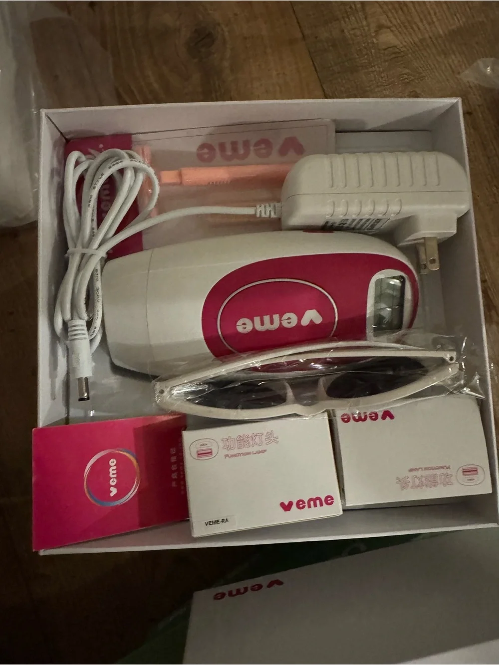Veme Pink and White Hair Removal Device